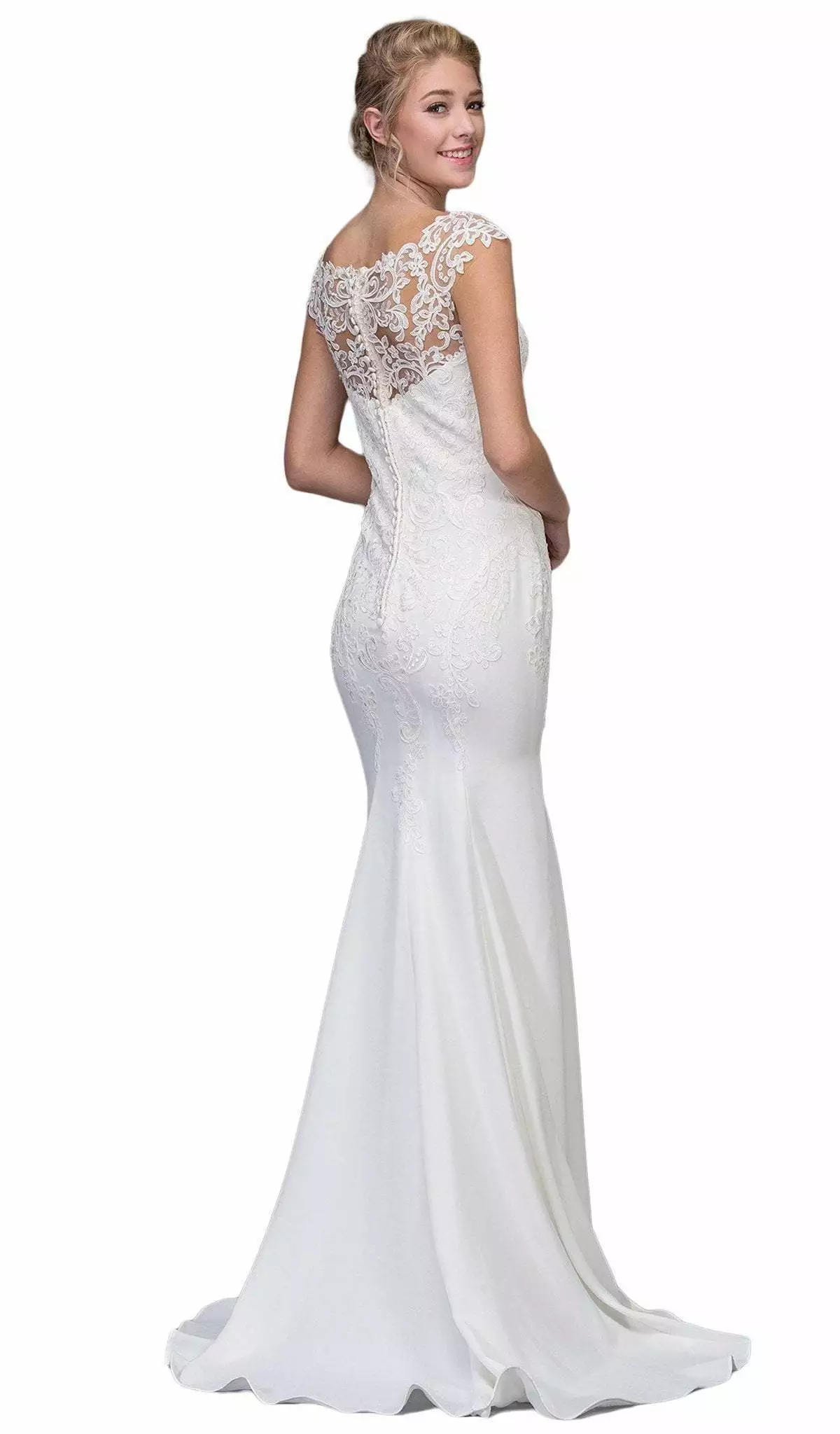 Eureka Fashion Bridal - Lace Illusion Bateau Satin Wedding Dress 4 Eureka Fashion Bridal - Lace Illusion Bateau Satin Wedding Dress - Image 2