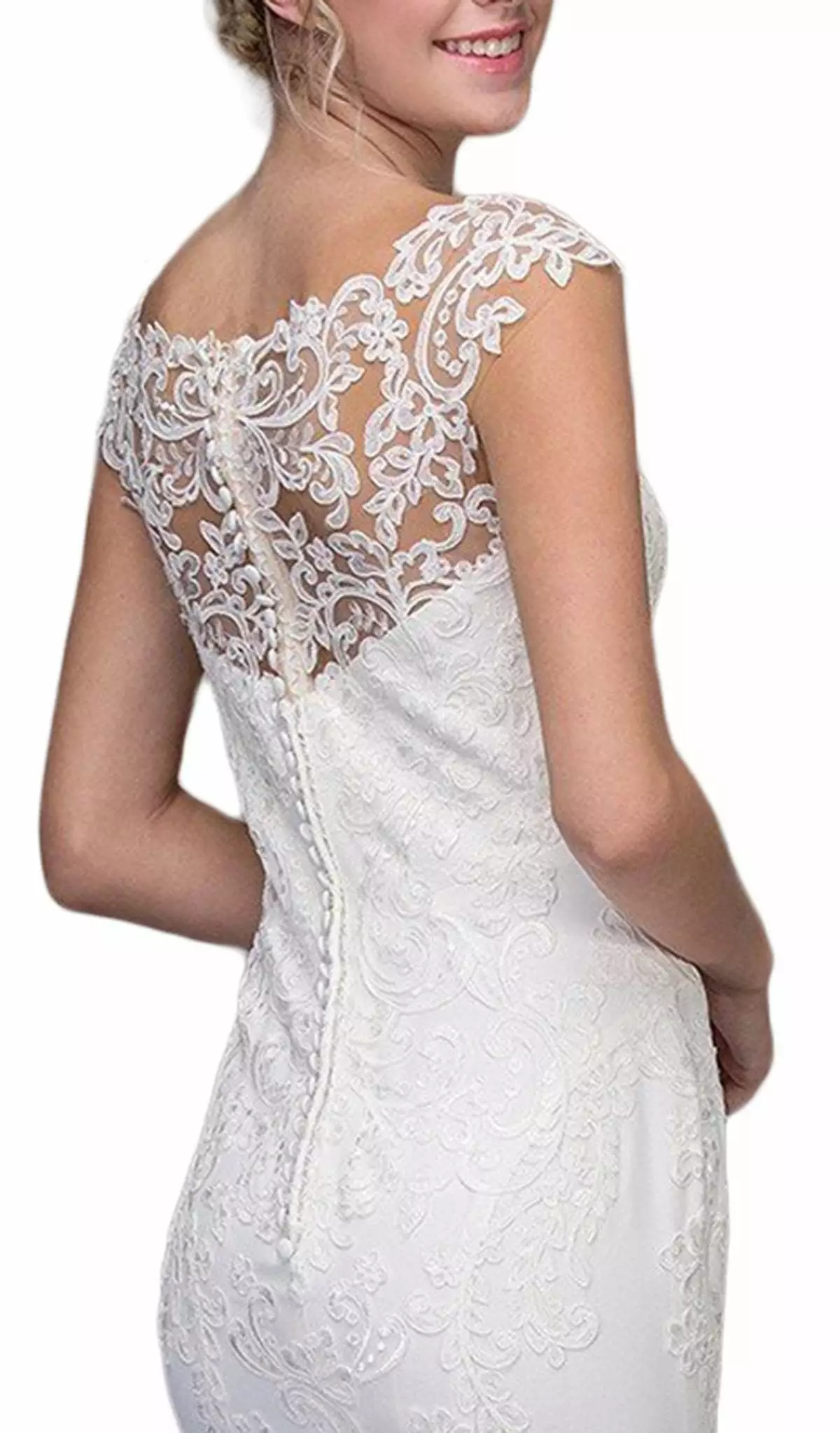 Eureka Fashion Bridal - Lace Illusion Bateau Satin Wedding Dress 6 Eureka Fashion Bridal - Lace Illusion Bateau Satin Wedding Dress - Image 4