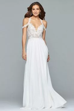 Faviana - 10006 Lace Appliqued Illusion Midriff Gown -Wedding Dresses shop online faviana 10006 lace appliqued illusion midriff gown bridesmaid dresses 0 ivory 5392747397177