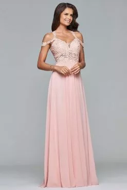 Faviana - 10006 Lace Appliqued Illusion Midriff Gown -Wedding Dresses shop online faviana 10006 lace appliqued illusion midriff gown bridesmaid dresses 28760975409235