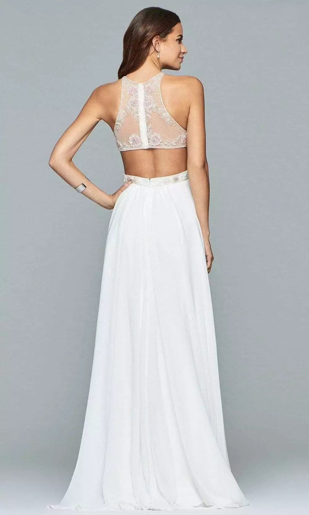 Faviana - 10043 Floral Beaded Illusion Halter A-Line Dress 4 Faviana - 10043 Floral Beaded Illusion Halter A-Line Dress - Image 2