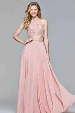 Faviana - 10059 Two-Piece Halter Illusion Panel Gown
