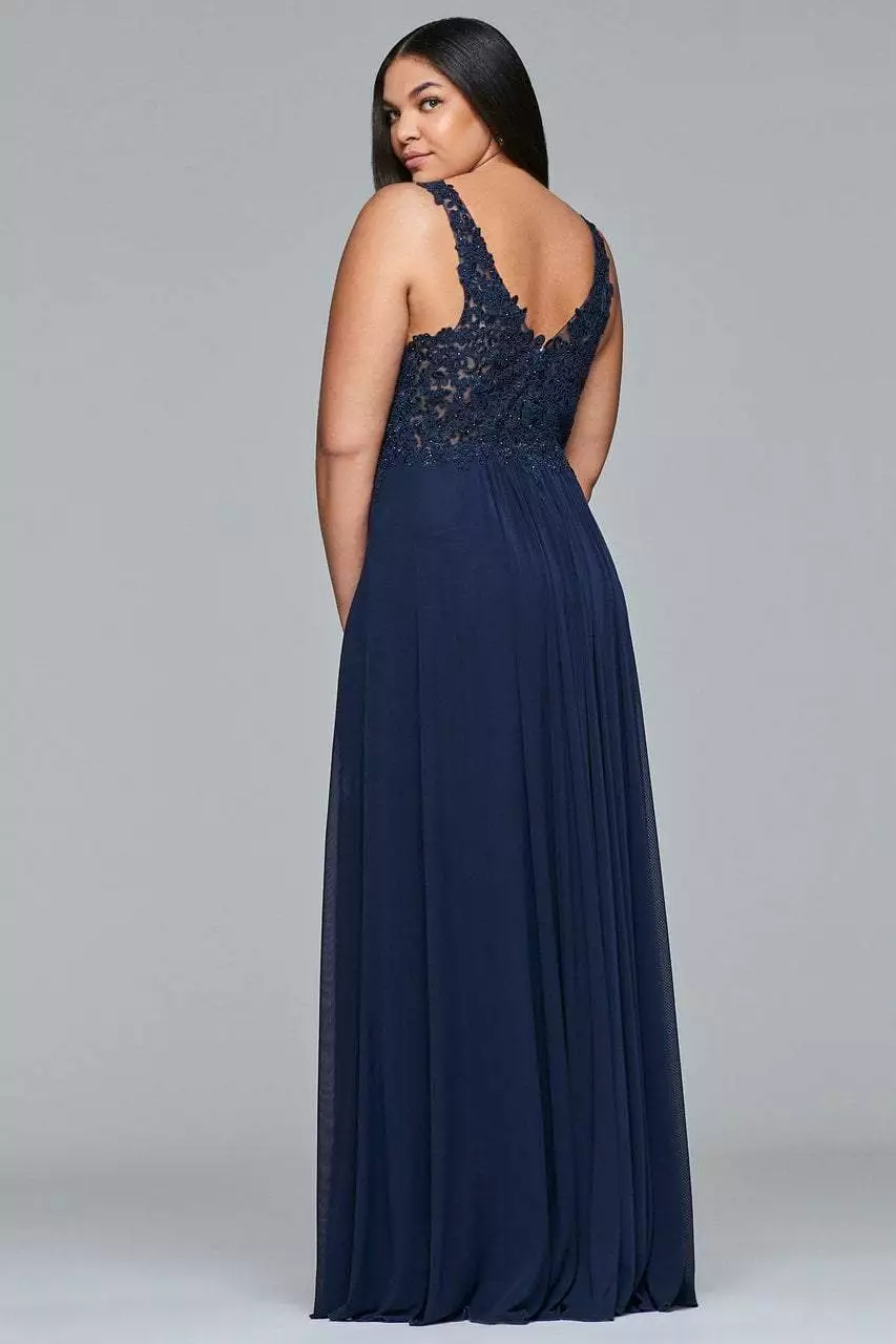 Faviana - 9428 Sleeveless Lace Embroidered Plus Size Dress 4 Faviana - 9428 Sleeveless Lace Embroidered Plus Size Dress - Image 2