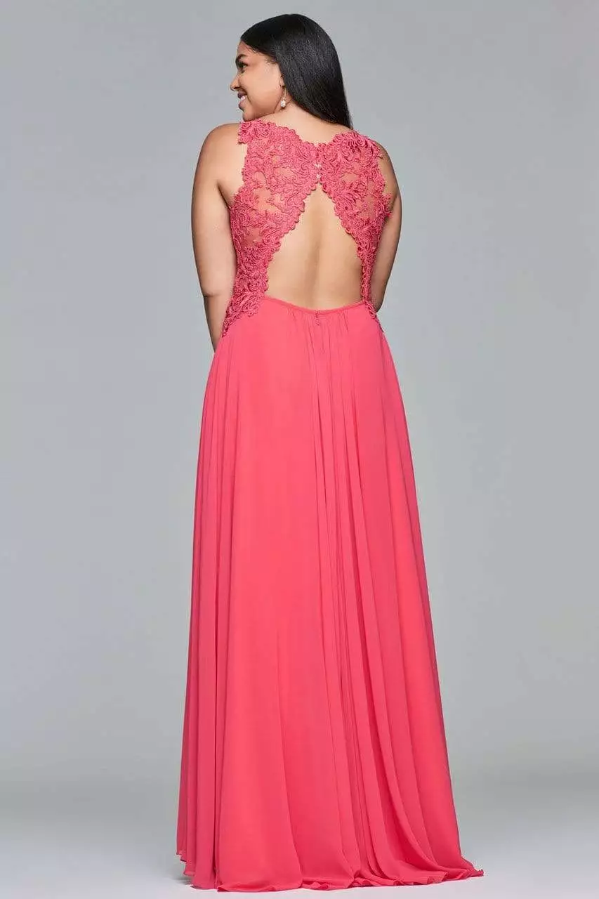 Faviana - 9433 Sleeveless V-neck A-line Dress 4 Faviana - 9433 Sleeveless V-neck A-line Dress - Image 2