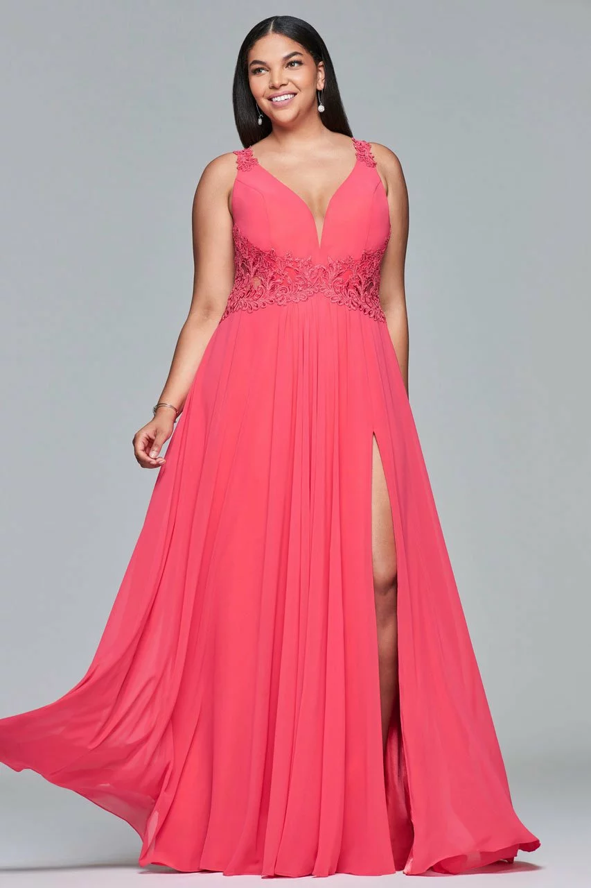 Faviana - 9433 Sleeveless V-neck A-line Dress 5 Faviana - 9433 Sleeveless V-neck A-line Dress - Image 3