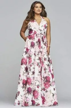 Faviana - 9468 Floral Halter A-Line Evening Dress -Wedding Dresses shop online faviana 9468 floral halter a line evening dress evening dresses 28768205635667