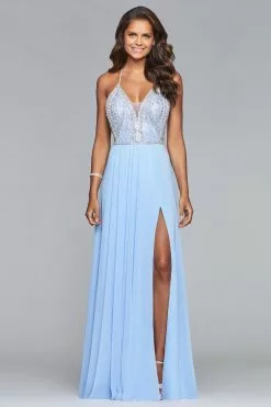 Faviana - S10041 Beaded Deep V-neck Chiffon Dress -Wedding Dresses shop online faviana s10041 beaded deep v neck chiffon dress prom dresses 5392761454649