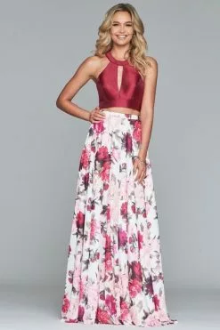 Faviana - S10277 Two Piece Jewel Floral Dress With Back Bow -Wedding Dresses shop online faviana s10277 two piece jewel floral dress with back bow prom dresses 6090664247353