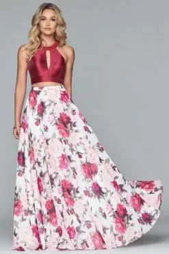 Faviana - S10277 Two Piece Jewel Floral Dress With Back Bow -Wedding Dresses shop online faviana s10277 two piece jewel floral dress with back bow prom dresses 6090664837177