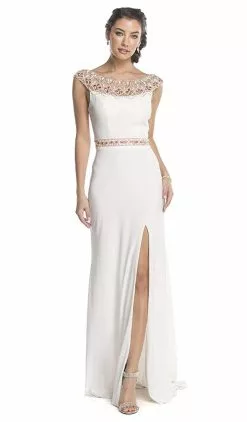 Aspeed Design - Fitted Illusion Bateau Evening Dress -Wedding Dresses shop online fitted illusion bateau evening dress dress 5654649307193