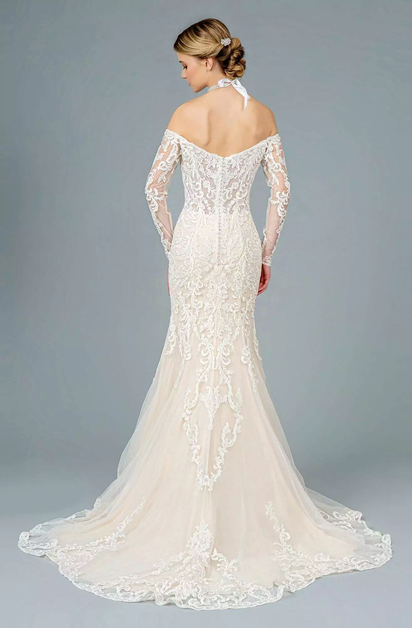 GLS By Gloria - GL1801 Embroidered Deep Off-Shoulder Trumpet Dress 4 GLS By Gloria - GL1801 Embroidered Deep Off-Shoulder Trumpet Dress - Image 2