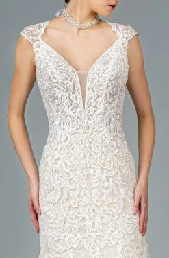 GLS By Gloria - GL1802 Embroidered Deep V-neck Trumpet Dress -Wedding Dresses shop online gls by gloria gl1802 embroidered deep v neck trumpet dress wedding dresses 28807053443155