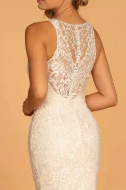 GLS By Gloria - GL2597 Embellished Lace Halter Trumpet Gown -Wedding Dresses shop online gls by gloria gl2597 embellished lace halter trumpet gown special occasion dress 28747509891155