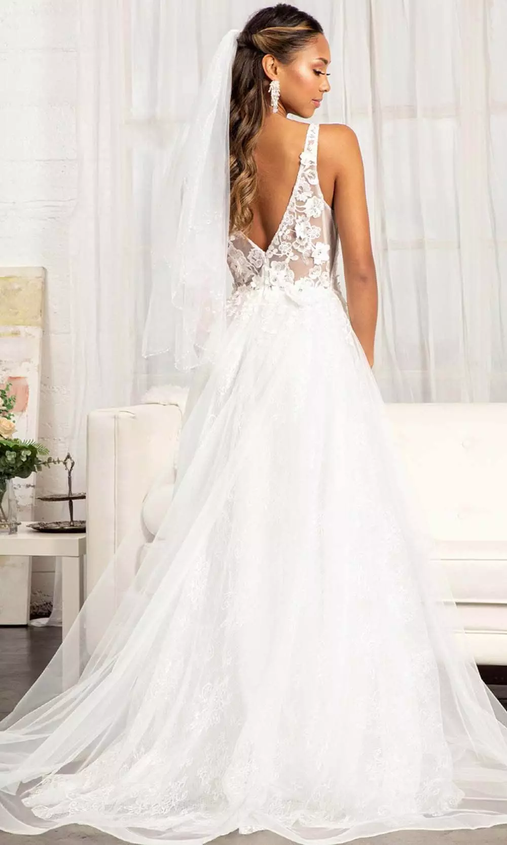 GLS By Gloria GL3012 - Sleeveless Deep V-neckline Evening Gown 4 GLS By Gloria GL3012 - Sleeveless Deep V-neckline Evening Gown - Image 2