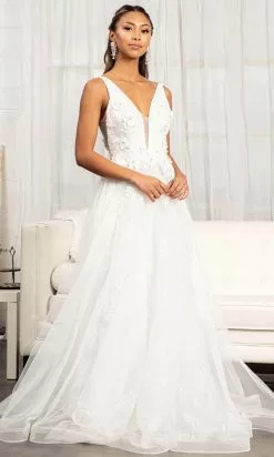 GLS By Gloria GL3012 - Sleeveless Deep V-neckline Evening Gown