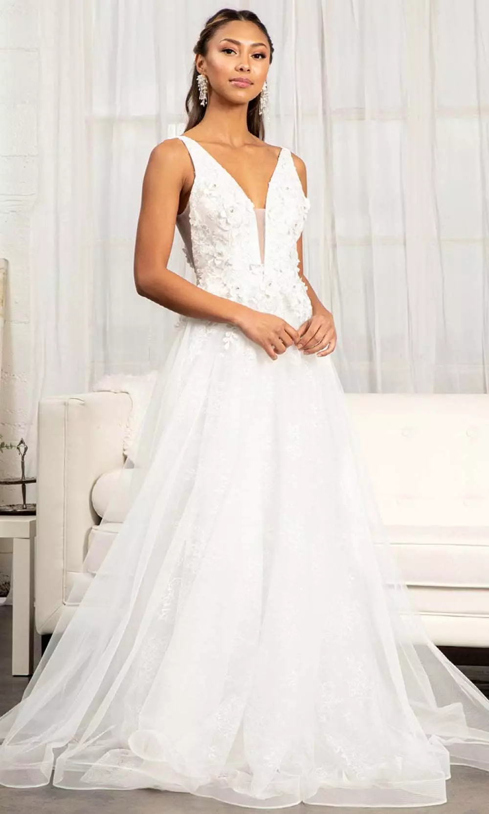 GLS By Gloria GL3012 - Sleeveless Deep V-neckline Evening Gown 3 GLS By Gloria GL3012 - Sleeveless Deep V-neckline Evening Gown