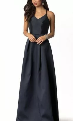 Harper And Lemon - 22262 Dual Crisscross-Strapped Mikado Long Gown