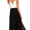 Harper And Lemon - 22266 Two Tone Plunging V-neck A-line Dress -Wedding Dresses shop online harper and lemon 22266 two tone plunging v neck a line dress special occasion dress 000 white black 28880530243667