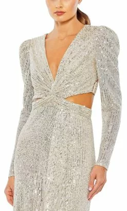 Ieena Duggal 26739 - Long-Sleeved Sequined Evening Gown -Wedding Dresses shop online ieena duggal 26739 long sleeved sequined evening gown prom dresses 31150118273107