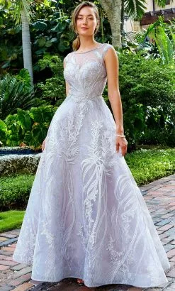Ivonne D 122D61W - Illusion Neck Formal Gown -Wedding Dresses shop online ivonne d 122d61w illusion neck formal gown evening dresses 31900736061523