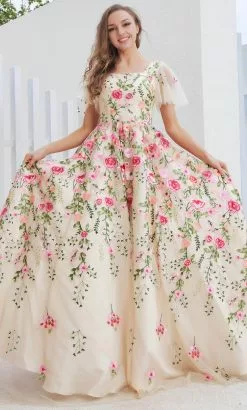 J'Adore Dresses J23016 - Floral Embroidered Evening Dress -Wedding Dresses shop online j adore dresses j23016 floral embroidered evening dress special occasion dress 32346710573139