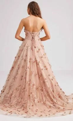 J'Adore Dresses J23033 - Strapless Floral Applique Evening Dress -Wedding Dresses shop online j adore dresses j23033 strapless floral applique evening dress special occasion dress 32346681573459