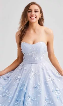 J'Adore Dresses J23033 - Strapless Floral Applique Evening Dress -Wedding Dresses shop online j adore dresses j23033 strapless floral applique evening dress special occasion dress 32346681606227