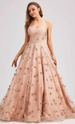 J'Adore Dresses J23033 - Strapless Floral Applique Evening Dress -Wedding Dresses shop online j adore dresses j23033 strapless floral applique evening dress special occasion dress 32346681638995