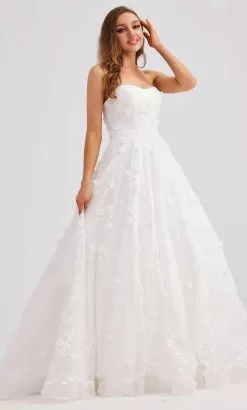 J'Adore Dresses J23033 - Strapless Floral Applique Evening Dress -Wedding Dresses shop online j adore dresses j23033 strapless floral applique evening dress special occasion dress 32346681737299