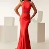 Jasz Couture - 6267 Beaded High Halter Neck Sheath Gown -Wedding Dresses shop online jasz couture 6267 beaded high halter neck sheath gown special occasion dress 0 red 5483036606521