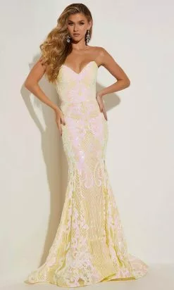 Jasz Couture 7430 - Strapless Sequin Dress -Wedding Dresses shop online jasz couture 7430 strapless sequin dress special occasion dress 000 yellow 31628683804755