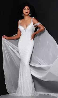Johnathan Kayne - 2440 Sleeveless Sequined Gown -Wedding Dresses shop online johnathan kayne 2440 sleeveless sequined gown prom dresses 00 white 29531468759123