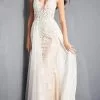 Jovani - 3117 Sleeveless Lace Embellished Sheath Gown With Overskirt -Wedding Dresses shop online jovani 3117 sleeveless lace embellished sheath gown with overskirt bridal dresses 00 off white nude 28309155446867