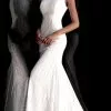 Jovani - 64807 Sequined Jewel Neck Trumpet Dress -Wedding Dresses shop online jovani 64807 sequined jewel neck trumpet dress prom dresses 00 white 27965651451987
