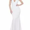 Jovani - 67865 Deep V-Neck Trumpet Dress -Wedding Dresses shop online jovani 67865 deep v neck trumpet dress evening dresses 00 off white 14497605615699