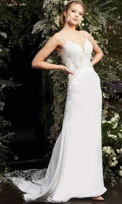 Jovani Bridal - JB07201 Lace Detailed Sheath Bridal Gown -Wedding Dresses shop online jovani bridal jb07201 lace detailed sheath bridal gown bridal dresses 28768467943507