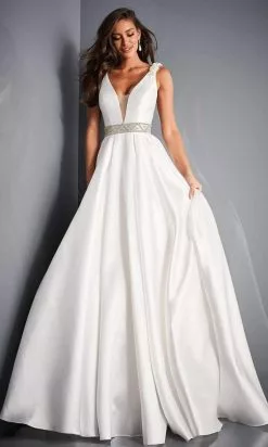 Jovani Bridal - JB2491 Sleeveless Beaded Waist Bridal Gown -Wedding Dresses shop online jovani bridal jb2491 sleeveless beaded waist bridal gown bridal dresses 28325737234515