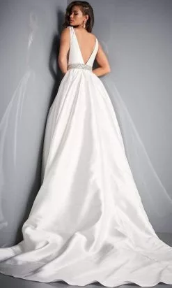 Jovani Bridal - JB2491 Sleeveless Beaded Waist Bridal Gown -Wedding Dresses shop online jovani bridal jb2491 sleeveless beaded waist bridal gown bridal dresses 28325737267283