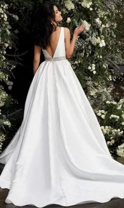 Jovani Bridal - JB2491 Sleeveless Beaded Waist Bridal Gown -Wedding Dresses shop online jovani bridal jb2491 sleeveless beaded waist bridal gown bridal dresses 28325737332819