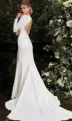 Jovani Bridal - JB2508 Long Sleeve Cutout Back Bridal Gown -Wedding Dresses shop online jovani bridal jb2508 long sleeve cutout back bridal gown bridal dresses 28325788844115