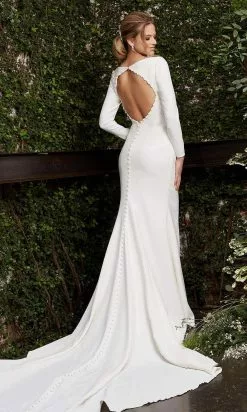 Jovani Bridal - JB2508 Long Sleeve Cutout Back Bridal Gown -Wedding Dresses shop online jovani bridal jb2508 long sleeve cutout back bridal gown bridal dresses 28325788876883