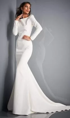 Jovani Bridal - JB2508 Long Sleeve Cutout Back Bridal Gown -Wedding Dresses shop online jovani bridal jb2508 long sleeve cutout back bridal gown bridal dresses 28325789597779