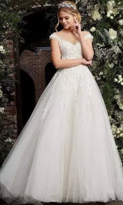 Jovani Bridal - JB67209 Floral Appliqued Tulle A-Line Gown -Wedding Dresses shop online jovani bridal jb67209 floral appliqued tulle a line gown bridal dresses 28326184616019