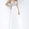 JVN By Jovani - JVN00944 Jeweled Floral Illusion Bodice Chiffon Gown -Wedding Dresses shop online jovani jvn00944 jeweled floral illusion bodice chiffon gown prom dresses 00 off white 28797017555027