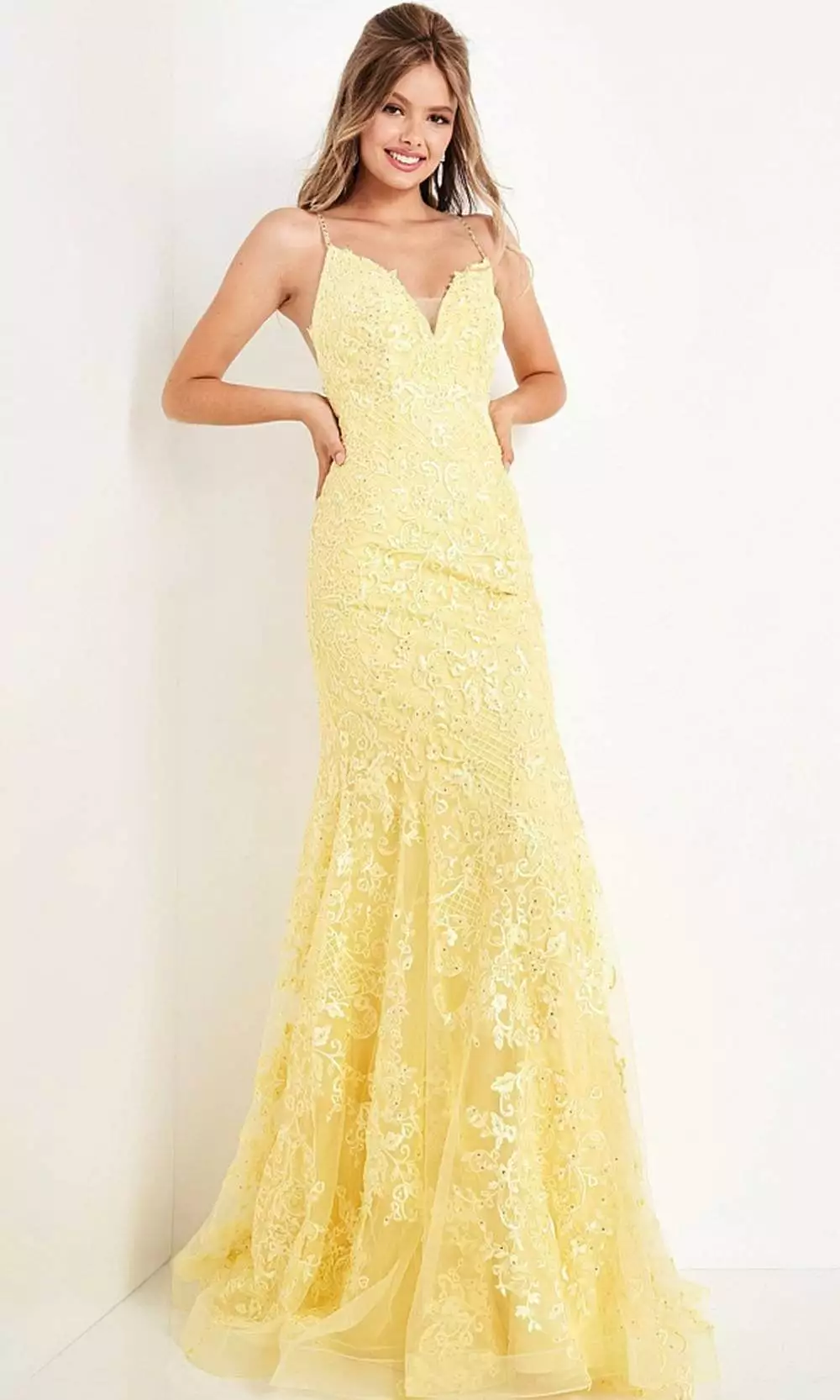 JVN By Jovani - JVN02258 Embroidered V Neck Trumpet Gown 7 JVN By Jovani - JVN02258 Embroidered V Neck Trumpet Gown - Image 5