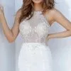 JVN By Jovani - JVN2196 Bedazzled Sheer Short Dress 1 JVN By Jovani - JVN2196 Bedazzled Sheer Short Dress -Wedding Dresses shop online jovani jvn2196 bedazzled sheer short dress special occasion dress 00 off white 28526986756179