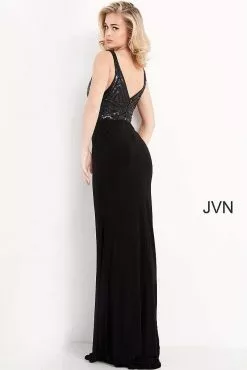 JVN By Jovani - JVN4240 Sequined Plunging V-Neck Sheath Dress -Wedding Dresses shop online jovani jvn4240 sequined plunging v neck sheath dress evening dresses 15094909665363