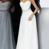 Jovani - Strapless Ruche-Ornate A-Line Dress 00457SC - 1 Pc Off-White In Size 12 Available -Wedding Dresses shop online jovani strapless ruche ornate a line dress 00457sc 1 pc off white in size 12 available ccsale 12 off white 28220354494547