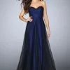 La Femme - 23723 Rhinestone-Studded Sweetheart Overlay Long Evening Gown