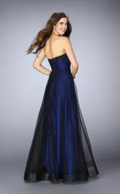 La Femme - 23723 Rhinestone-Studded Sweetheart Overlay Long Evening Gown -Wedding Dresses shop online la femme 23723 rhinestone studded sweetheart overlay long evening gown special occasion dress 5514765041721